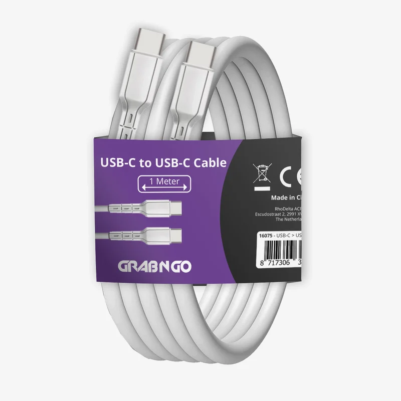 USB-C naar USB-C kabel 1 m · wit
