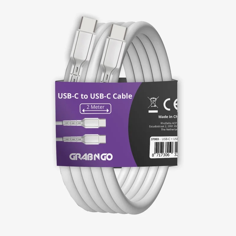 USB-C naar USB-C kabel 2 m · wit