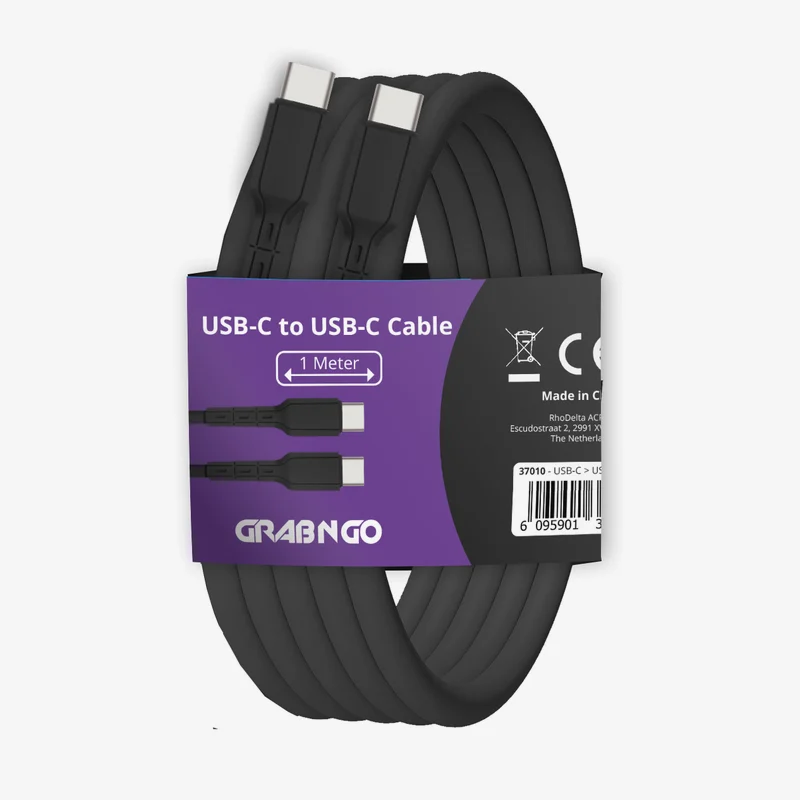 USB-C naar USB-C kabel 1 m · zwart