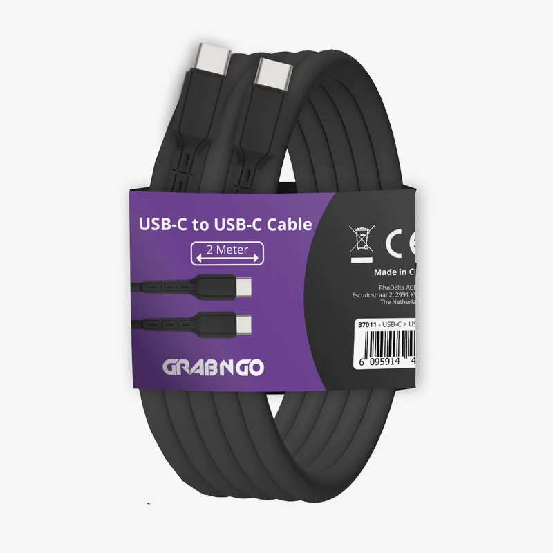 USB-C naar USB-C kabel 2 m · zwart